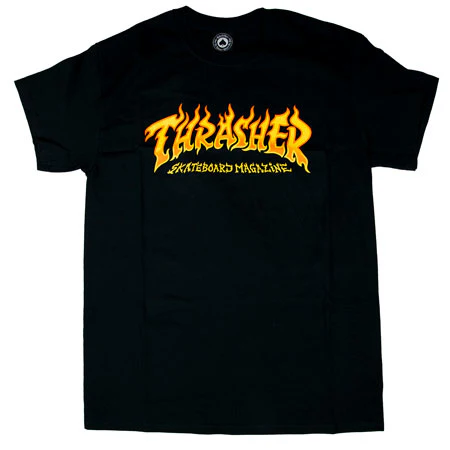 THRASHER FIRE LOGO T-SHIRT BLACK