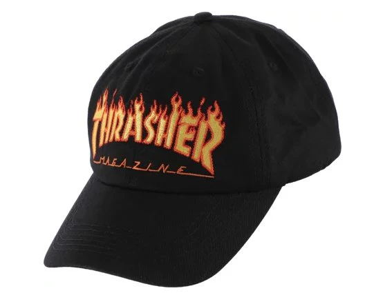 THRASHER FLAME LOGO DAD HAT BLACK