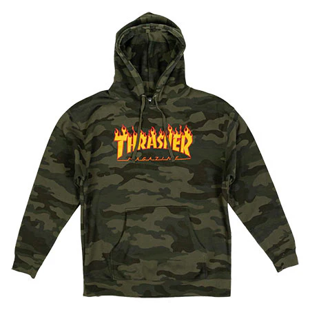 THRASHER FLAME LOGO HOODIE FORREST CAMO