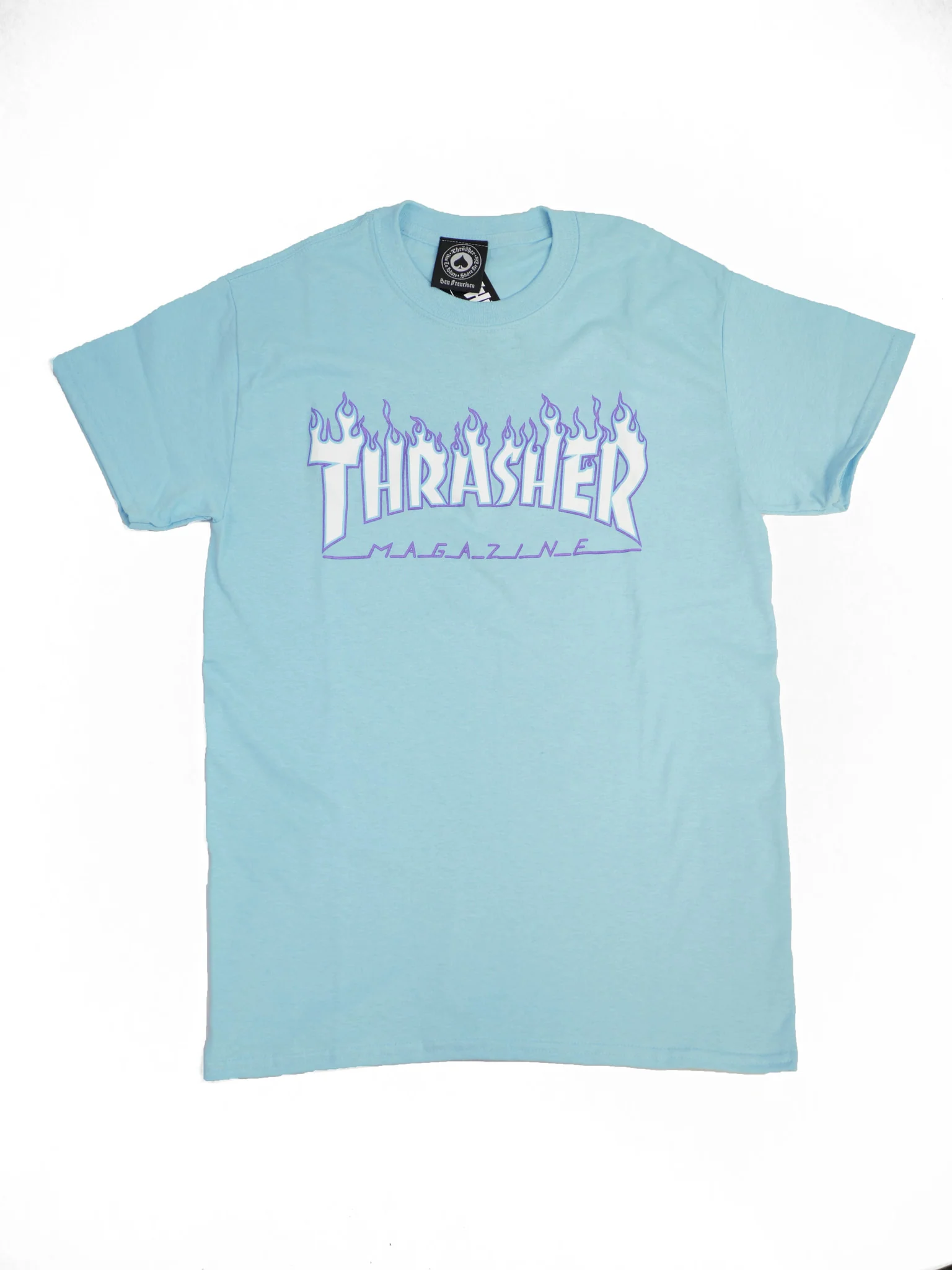 THRASHER FLAME LOGO T-SHIRT SKY BLUE