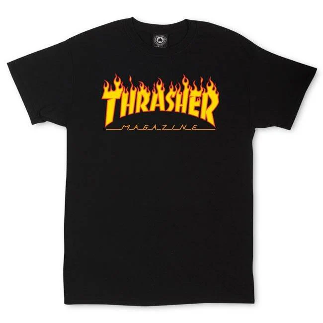 THRASHER FLAME LOGO T-SHIRT BLACK