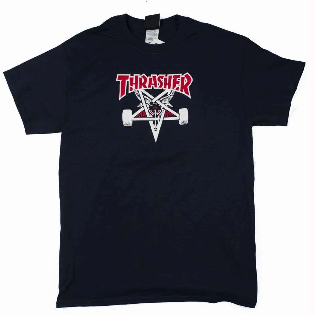 THRASHER MAGAZINE TWO TONE SK8 GOAT T-SHIRT BLUE