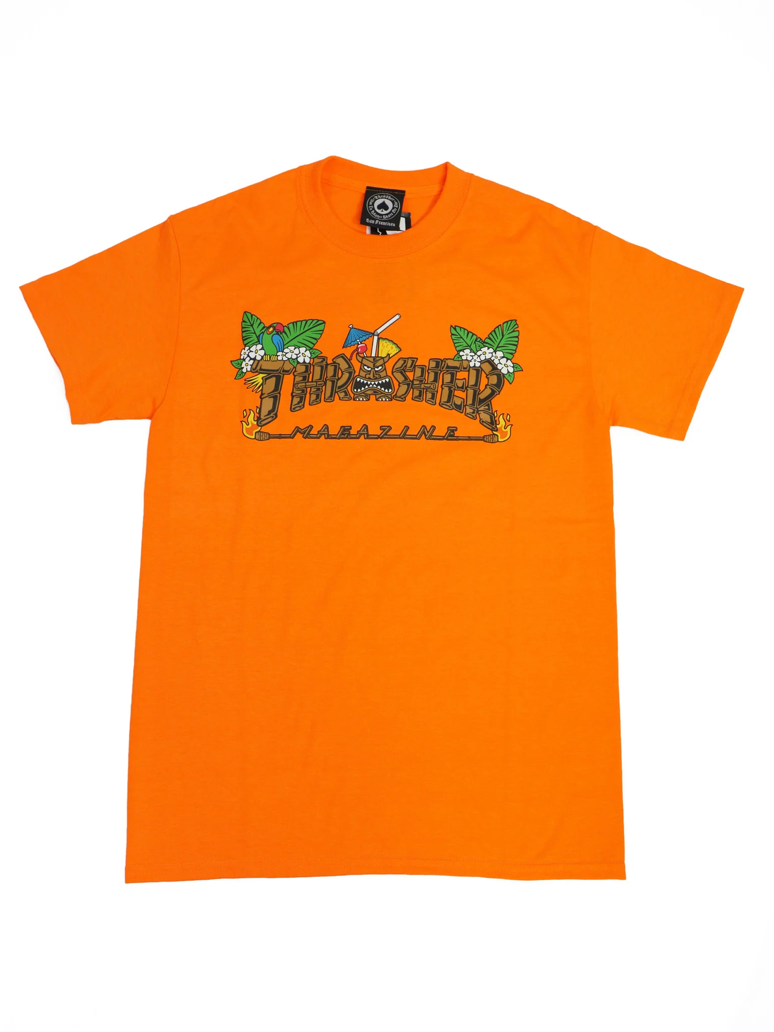 THRASHER TIKI LOGO T-SHIRT SAFETY ORANGE