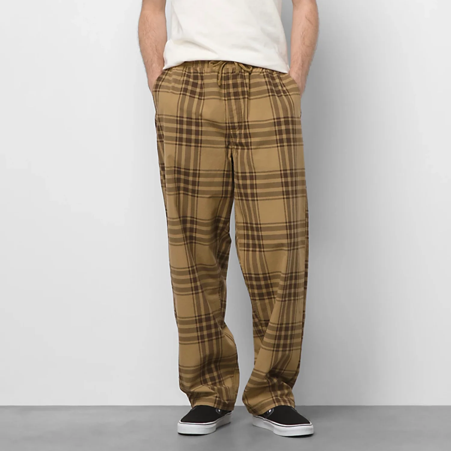 VANS RANGE PLAID BAGGY TAPERED ELASTIC WAIST PANT BROWN - Image 3