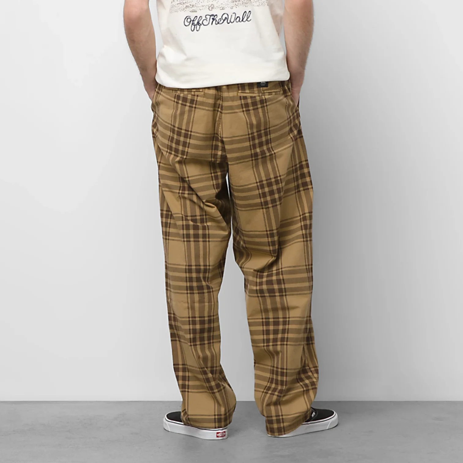 VANS RANGE PLAID BAGGY TAPERED ELASTIC WAIST PANT BROWN - Image 4