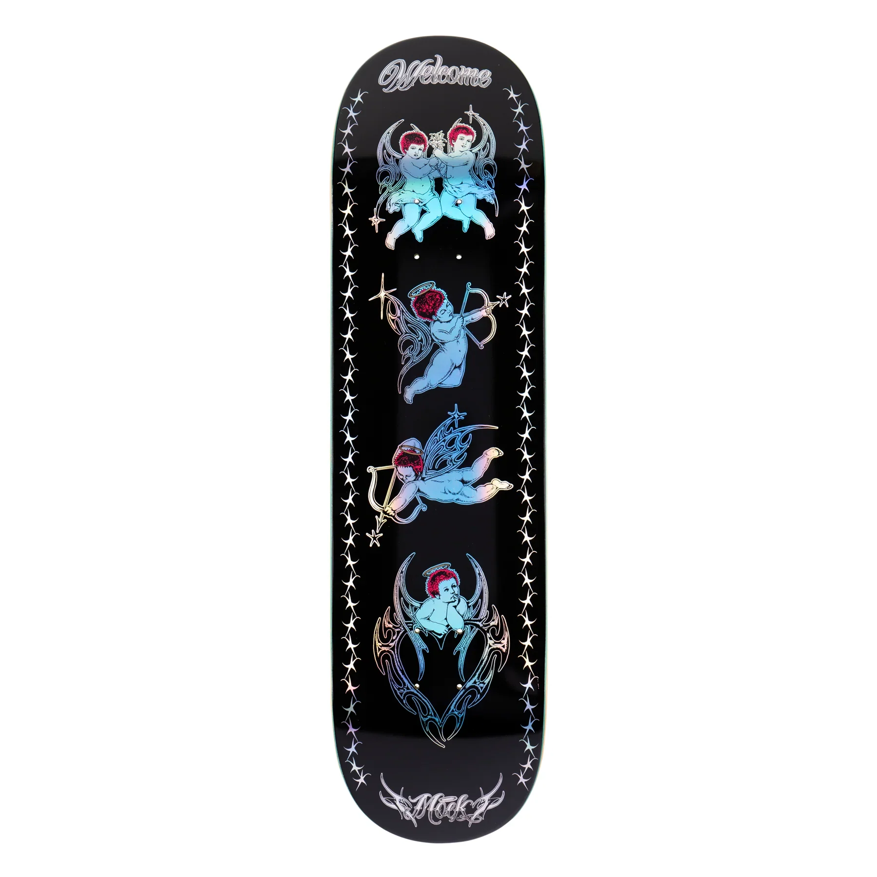 WELCOME MOCK CHERUBS ON ISLAND BLACK FOIL