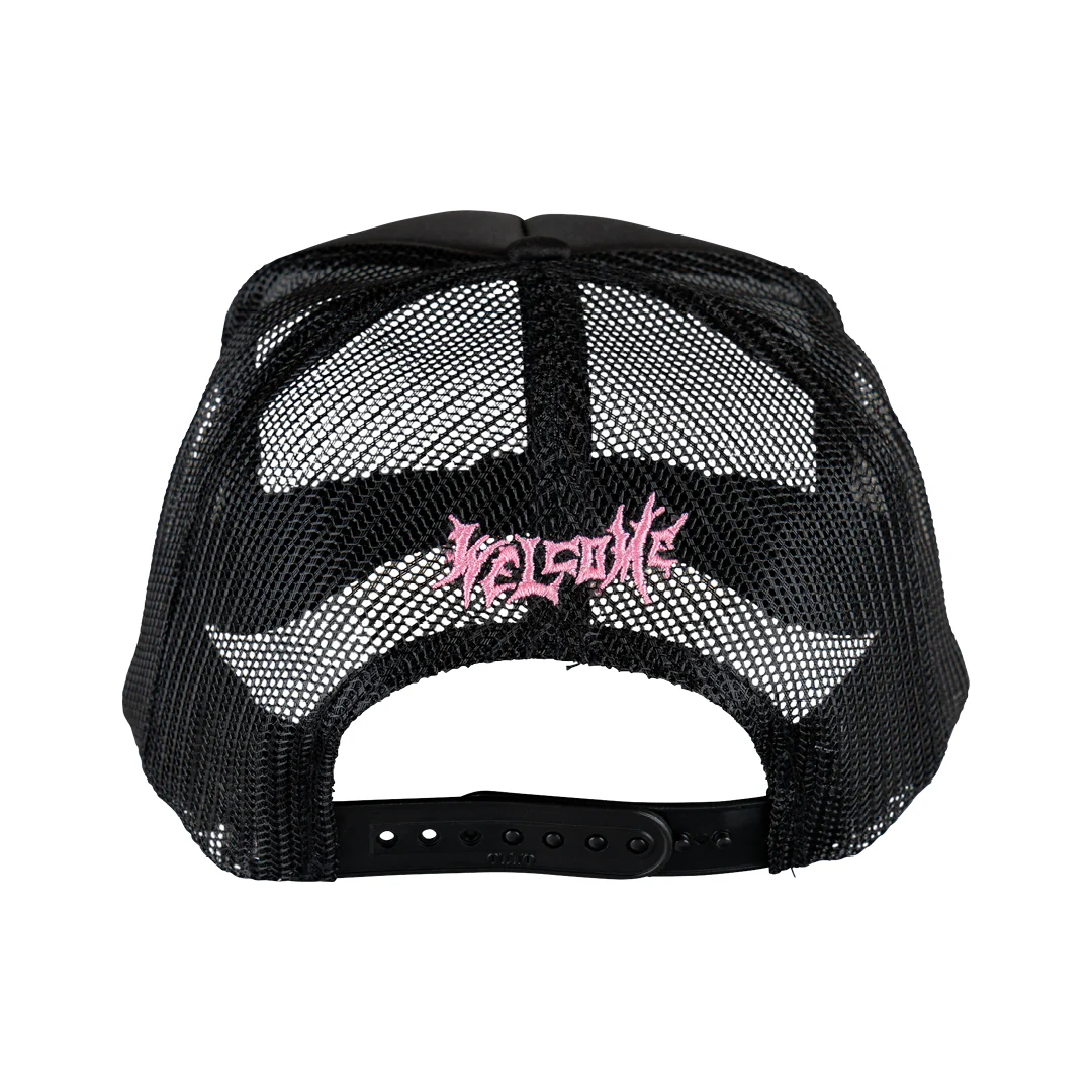 WELCOME X BRITNEY INNOCENT PUFF-PRINT TRUCKER HAT BLACK - Image 3